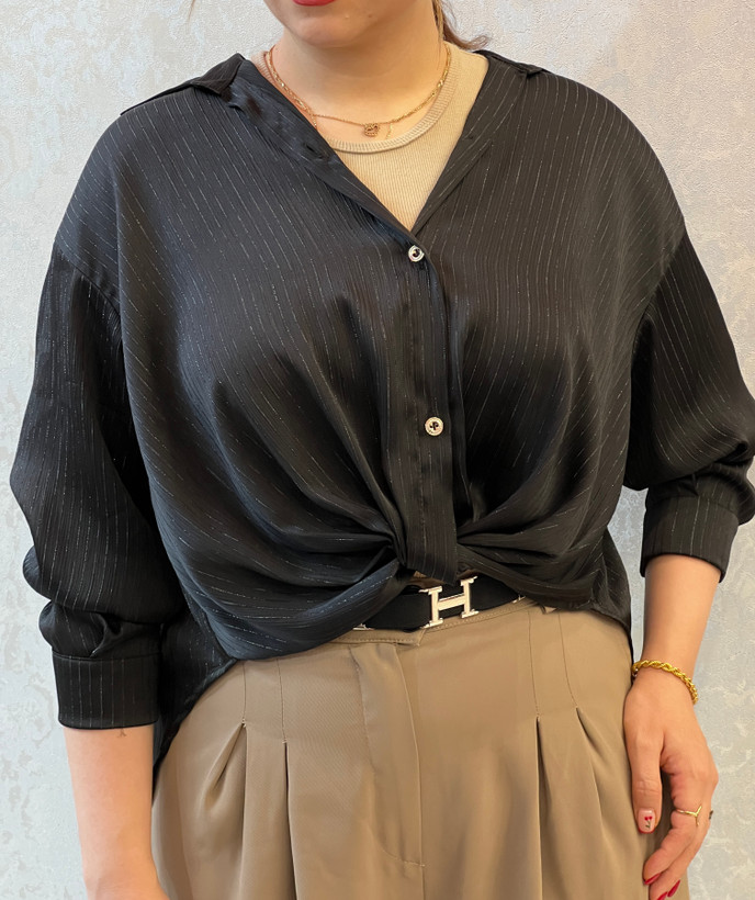 شومیز پارچه ساتن ریزشی گره ای
