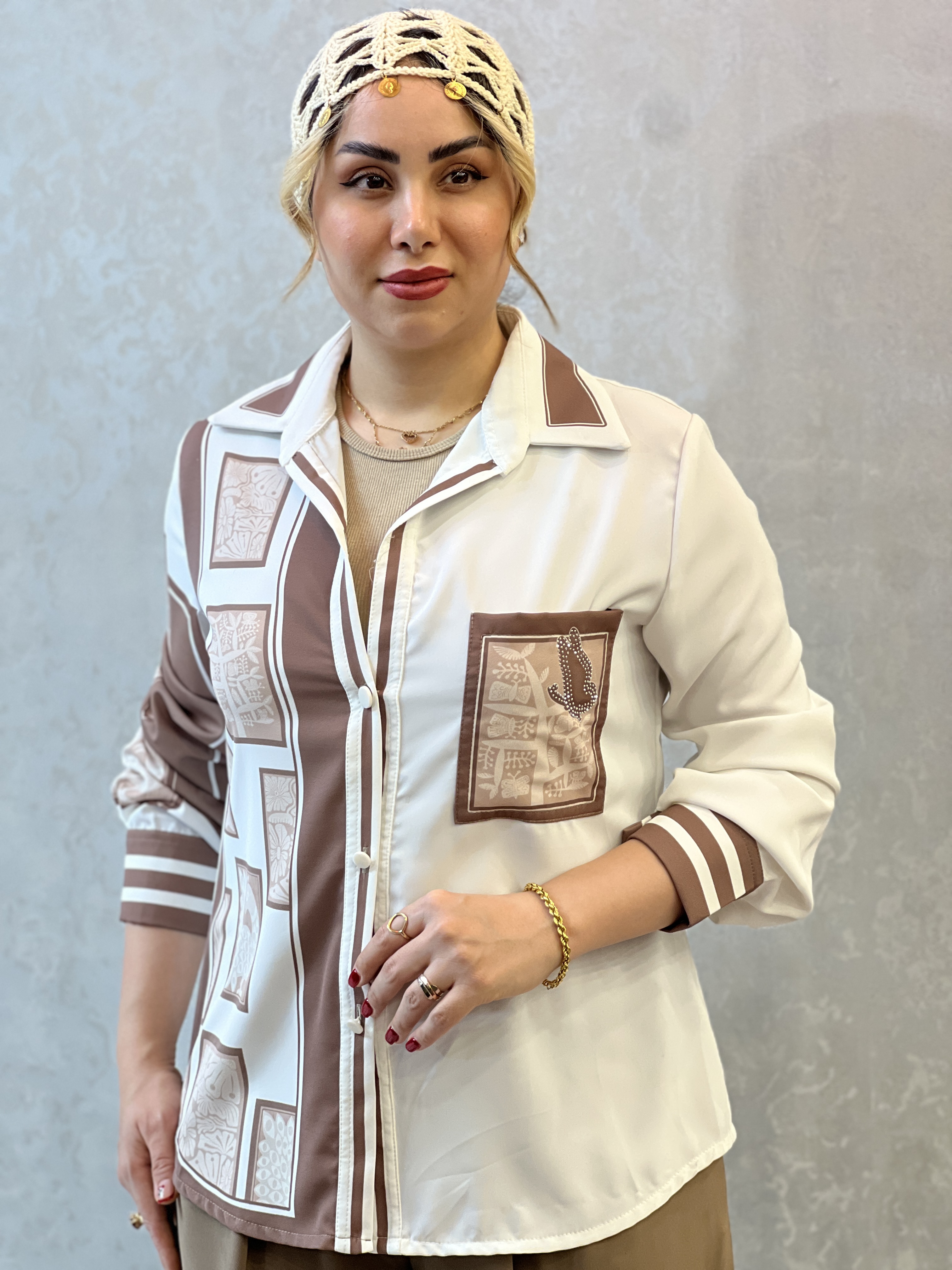 شومیز پارچه الیزه تک جیب