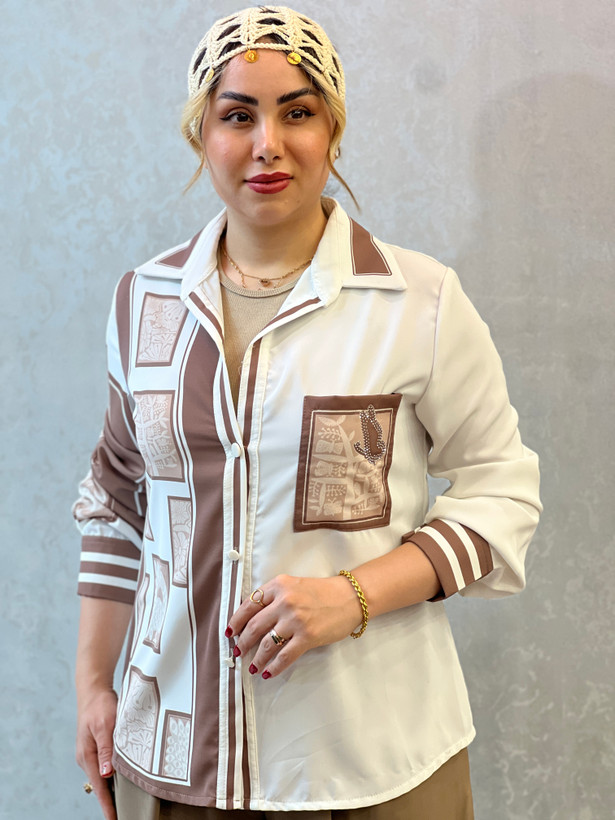 شومیز پارچه الیزه تک جیب
