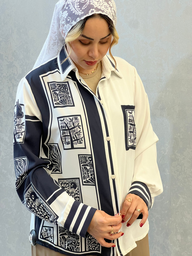 شومیز پارچه الیزه تک جیب